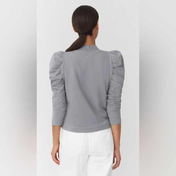 Cuyana French Terry Puff Sleeve Sweatshirt in Steel - Picture 3 of 13